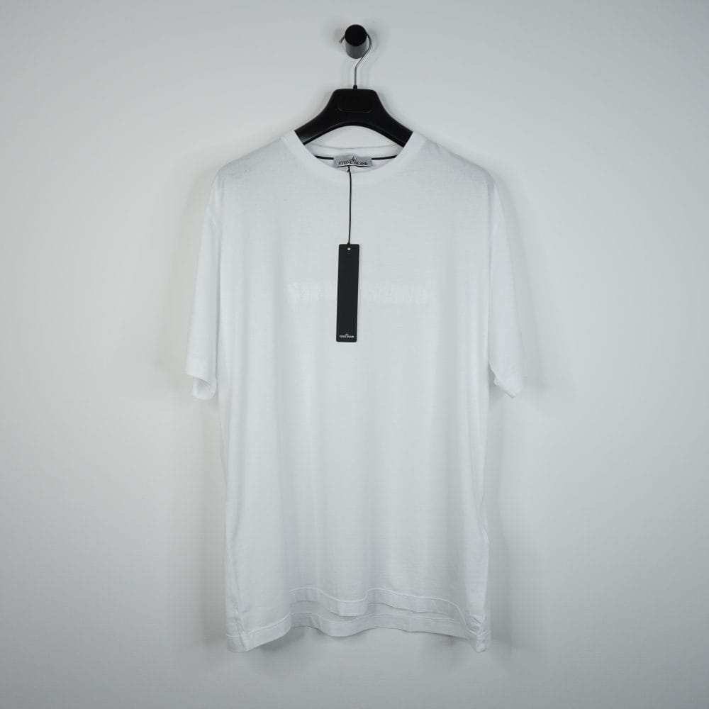 Tシャツ・カットソー STONE  WHITE COTTON T-SHIRT Stone Island White Logo Embroidered Cotton T-Shirt | Common