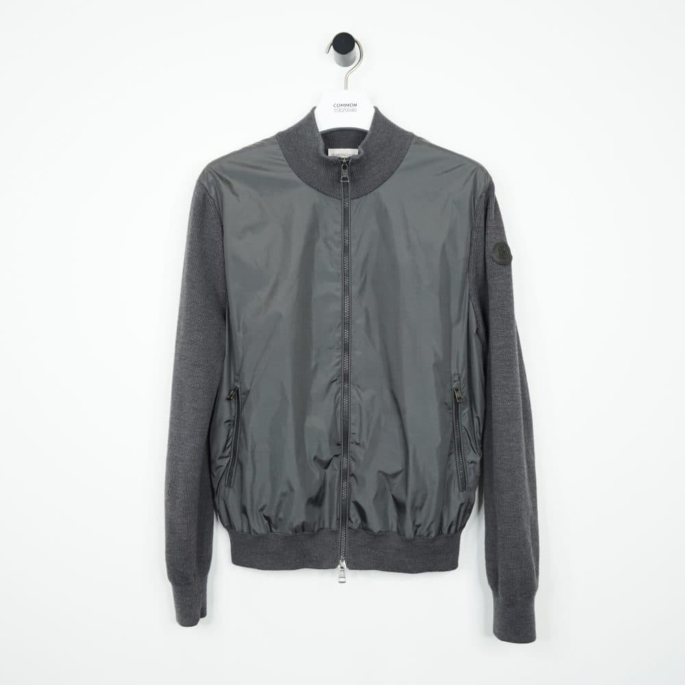 Moncler Grey Knitted Nylon Panel Tricot Cardigan | Common Cultured