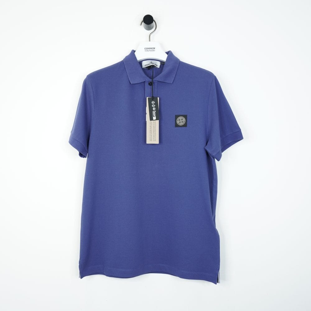 Stone Island Marine Blue Slim Fit Patch Logo Polo Shirt