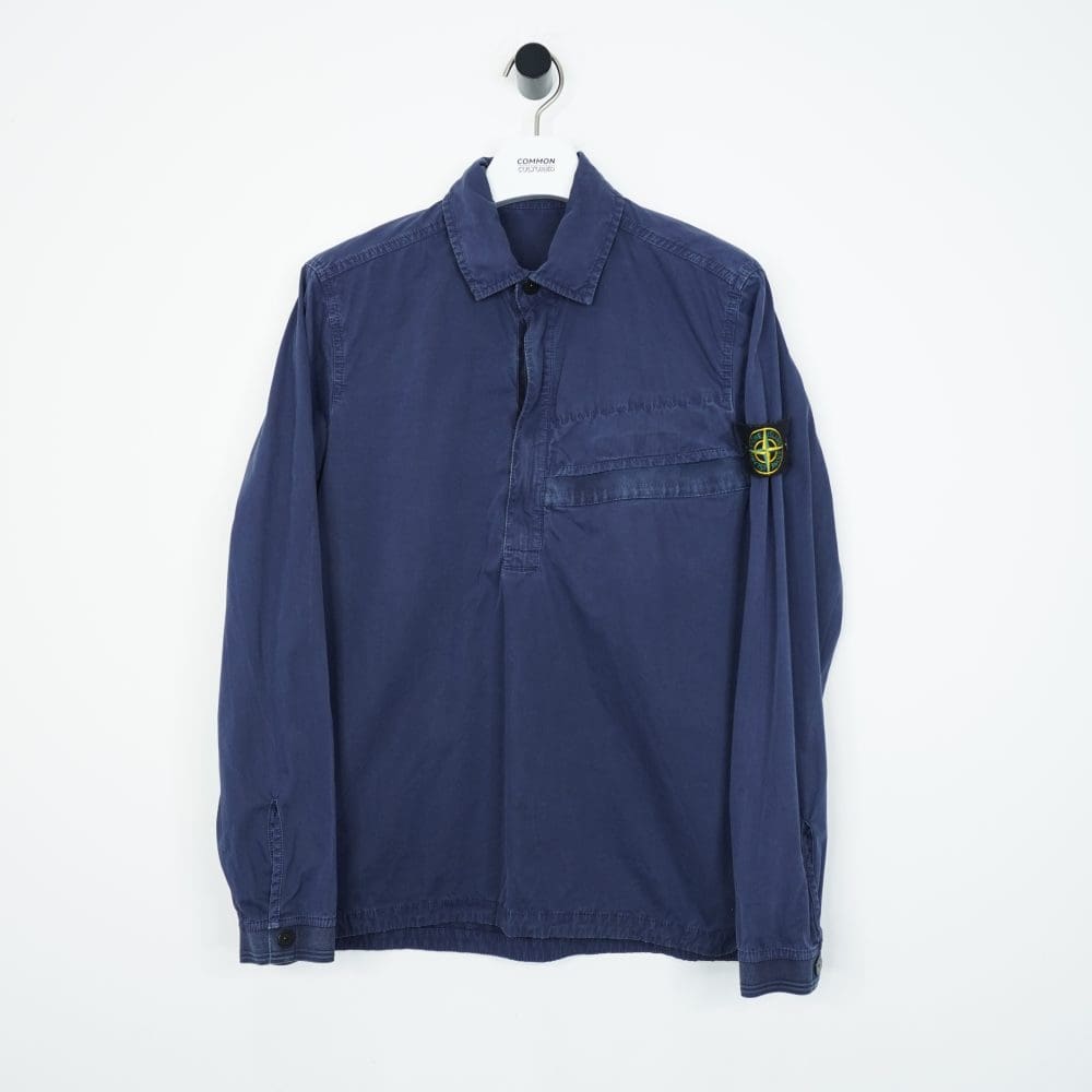 Stone Island Navy Smock Style Quarter Zip Overshirt