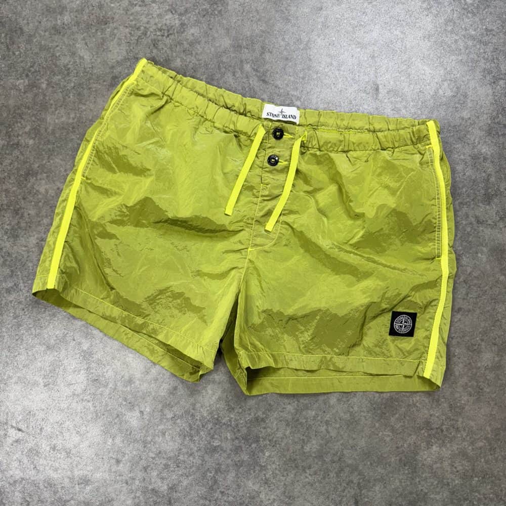 Stone Island Lime Green Nylon Metal Swim Shorts
